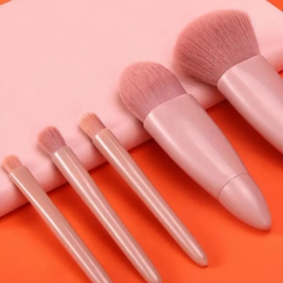 Mauve Pink 5 Piece Travel Mini Makeup Brush Set with Mirrored Case - Picture 13 of 16